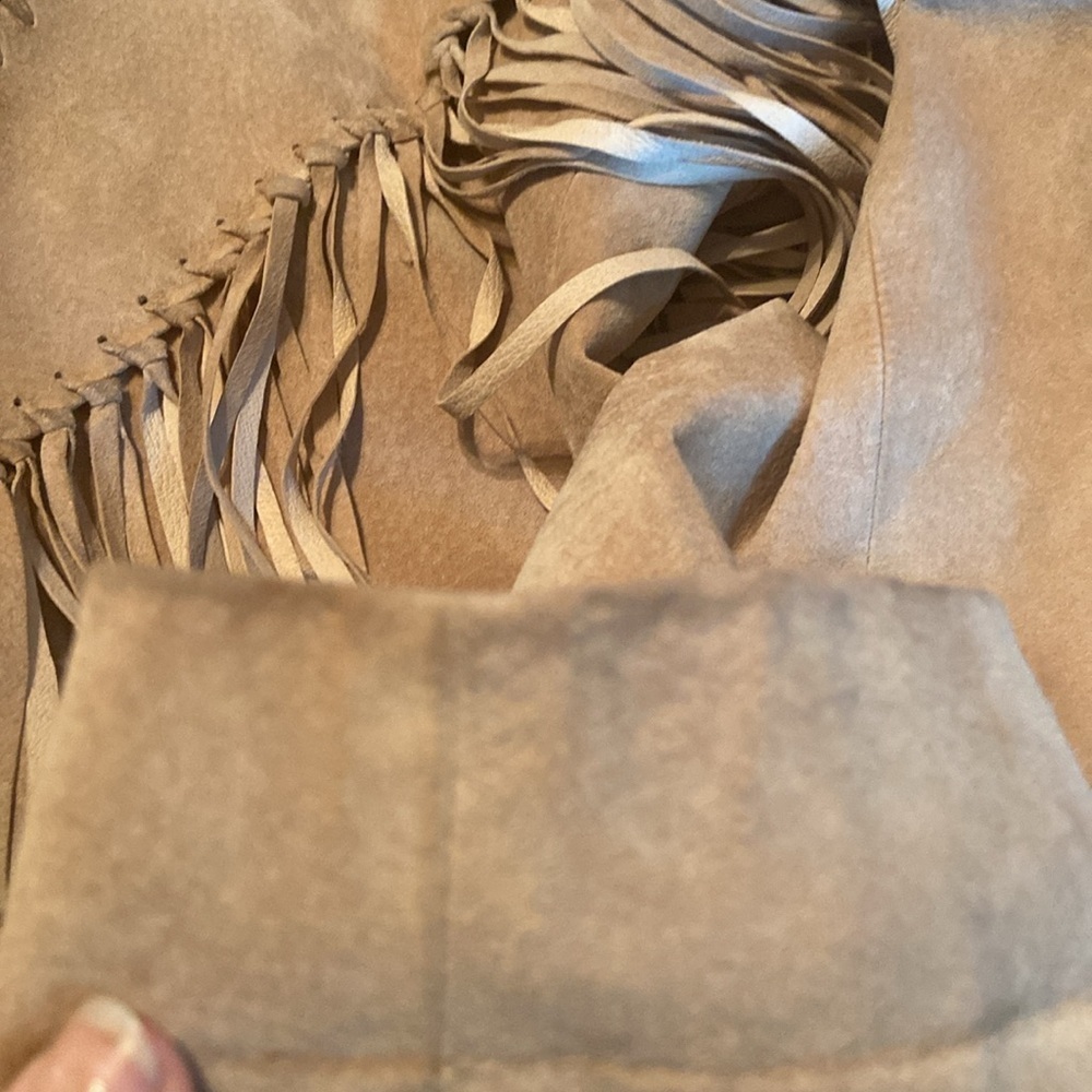 Leather Fringe Jacket By Team Work Pockets Nice Stitching Western Cowgirl Ranch - Picture 9 of 16